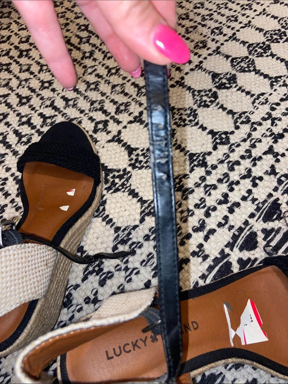 Lucky Brand Black Braided Espadrille Wedge Sandals